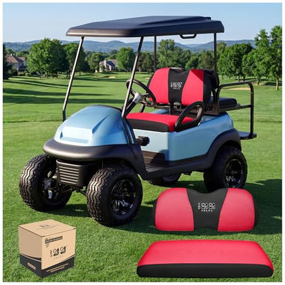 10L0L Golf Cart Seat Covers, Super Comfort Cooler Than Vinyl Seat Cover, Front and Rear Seat Cover for Yamaha EZGO Club Car, No Drilling Breathable Mesh Bench Seat Blanket, Machine Washable - color: Red + Black, style: Front Seat - For Yamaha & Club Car P