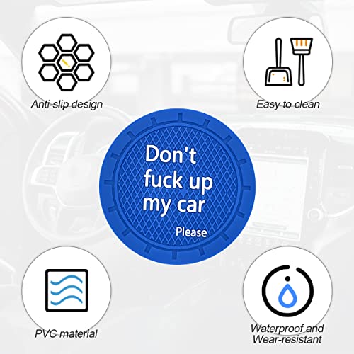 Car Cup Coaster, 4Pcs 2.75 Inch Auto Cup Holder Insert Coasters, Non-Slip Waterproof Embedded Drink Mat, Automotive Interior Accessories for Men and Women (D Blue/4PCS) - color: D Blue/4PCS