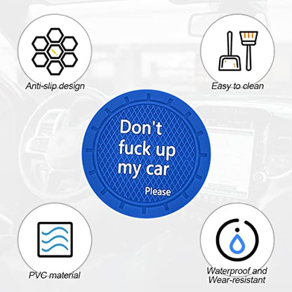 Car Cup Coaster, 4Pcs 2.75 Inch Auto Cup Holder Insert Coasters, Non-Slip Waterproof Embedded Drink Mat, Automotive Interior Accessories for Men and Women (D Blue/4PCS) - color: D Blue/4PCS