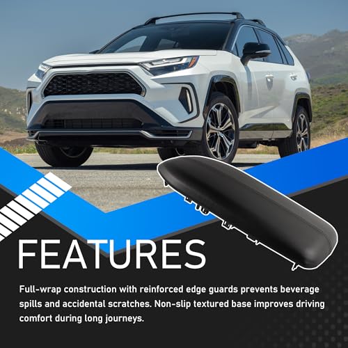 Leather Center Console Armrest Cover Black Storage Lid Protector Compatible with 2019-2023 Toyota Rav4 Replaces 58920-42010-C0