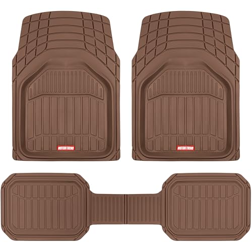 Motor Trend 943-BW FlexTough Defender Car Floor Mats -Next Generation Deep Dish Heavy Duty Contour Liners for Car SUV Truck & Van-All Weather Protection, Trim to Fit Most Vehicles (Brown) - color: Brown, style: FlexTough NextGen