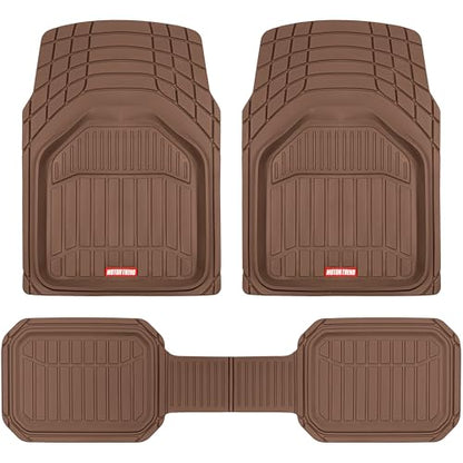 Motor Trend 943-BW FlexTough Defender Car Floor Mats -Next Generation Deep Dish Heavy Duty Contour Liners for Car SUV Truck & Van-All Weather Protection, Trim to Fit Most Vehicles (Brown) - color: Brown, style: FlexTough NextGen