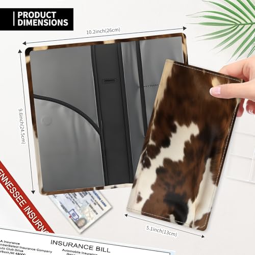 Leather Car Registration and Insurance Card Holder, Cute Car Accessories Vehicle Glove Box Car Organizer for Documents, Cards, License Retro Brown Cowhide - color: Retro Brown Cowhide