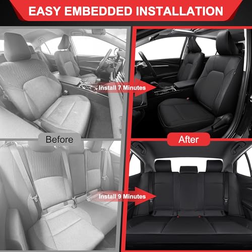 TTX LIGHTING Seat Covers for Toyota Camry 2025 2026,Full Set Waterproof Faux Leather Airbag Compatible Seat Covers Custom Fit Camry Full Wrap Black - size: 4.Camry 2025-2026 5 Seat Full Set