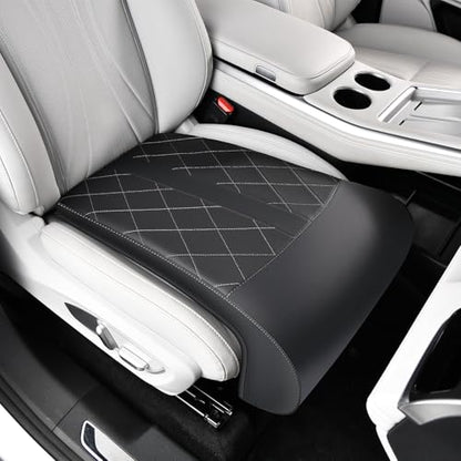 Coverado Car Seat Extender Leg Support, Leather Leg Extender Cushuin for Car Seats, Waterproof Car Seat Cushions Universal Fit for Most Vehicles (Black)