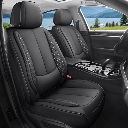 Bling Car Seat Covers Full Set, Luxury Faux Leather Car Seat Covers Waterproof Non-Slip Seat Protector Universal Fit for Most Cars SUVs Trucks Pick-ups,Car Accessories Interior for Women(Black) - color: Black-Full Set