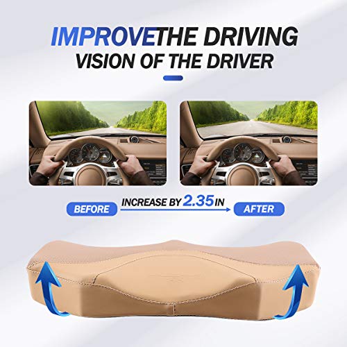 Car Seat Cushion, Comfortable Memory Foam Cushion for Driving, Auto Heightening Wedge Cushion for Sciatica Tailbone Pain Relief (Beige) - color: Beige