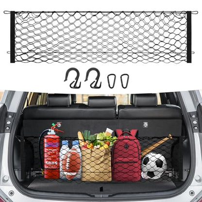 Canvcle Trunk Cargo Net for 2013-2018 Toyota RAV4 Accessories Envelope Style Mesh Trunk Net Organizer and Storage Stretchable Adjustable Elastic Nylon Rear Cargo Netting with Hooks - style: for Toyota RAV4
