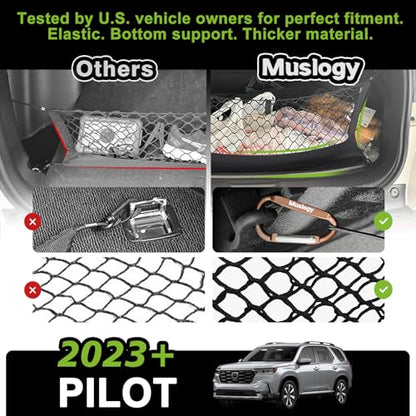 Truck Bed Cargo Net Trunk Netting Compatible with Honda Pilot 2023-2026 | 2026+ Passport Accessories, Pickup Cargo Organizer SUV Sedan Storage Net w/Heavy Duty Carabiners - style: 2023+ Pilot