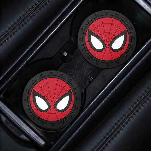 Spider Man Car Cup Holder Coasters for Marvel Fans, The Spider Man Car Coasters for Car Cup Holder Insert,Silicone Non-Slip Car Cup Mat,2.75'' - color: Bd-zhizhuxia