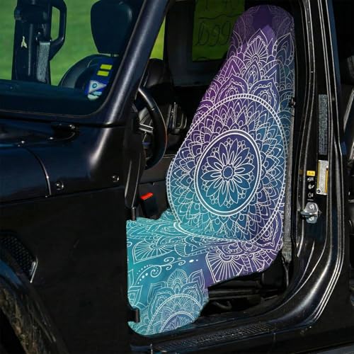 2 Pack Car Seat Towel Covers, Sweat-Proof Microfiber Seat Protectors for Gym, Running, Beach & Workout, Breathable Quick-Dry, Machine Washable, Gradient Mandala Print, Universal Fit - color: Gradient Mandala