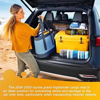 AOMSAZTO Cargo Mat Compatible with 2024 2025 2026 Toyota Grand Highlander: Cargo Liner with Backrest Mat 2-in-1 - All Weather TPE Trunk Mat for Grand Highlander Accessories (Not Fit Highlander) - style: 2024-2026 | For Toyota Grand Highlander Cargo Mat