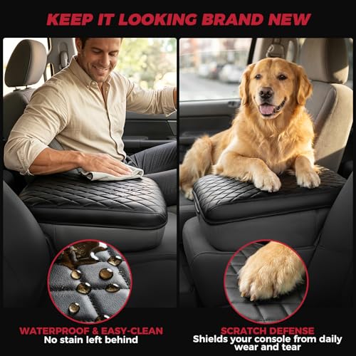 FREESOO Center Console Cover for 2002-2012 Dodge Ram 1500 2500 3500, Armrest Cushion Pad, Waterproof Faux Leather, Easy to Clean, Non-Slip & Anti-Scratch, Jump Seat Only - size: 2002-2012 Jump seat covers