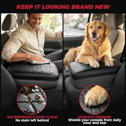 FREESOO Center Console Cover for 2002-2012 Dodge Ram 1500 2500 3500, Armrest Cushion Pad, Waterproof Faux Leather, Easy to Clean, Non-Slip & Anti-Scratch, Jump Seat Only - size: 2002-2012 Jump seat covers
