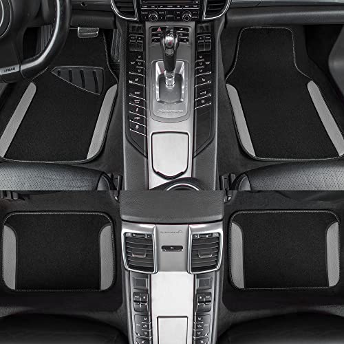 CAR PASS Rainbow Waterproof Universal Fit Faux Leather Car Carpet- Anti-Slip Nibbed Backing Floor Mats for SUV, Vans, Sedans, Trucks, Automotive Set of 4 (Black with Gray) - color: Gray
