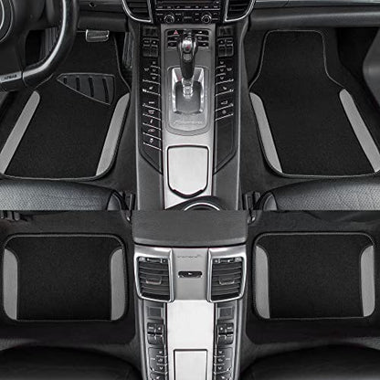 CAR PASS Rainbow Waterproof Universal Fit Faux Leather Car Carpet- Anti-Slip Nibbed Backing Floor Mats for SUV, Vans, Sedans, Trucks, Automotive Set of 4 (Black with Gray) - color: Gray