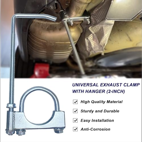 2" Universal Exhaust Clamp With Hanger, Muffler Hanger Exhaust Pipe Hanger for Cars, Trucks - size: 2"