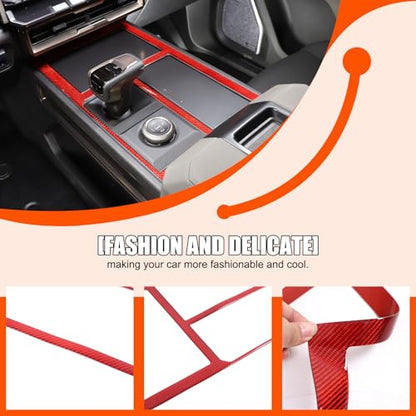 for Hummer EV Accessories Center Console Gear Shift Panel Trim Cover Real Carbon Fiber Gear Shift Control Anti-Scratch Panel Decorative Sticker Compatible with Hummer EV Pickup SUV 2024 2025 (Red) - style: Red