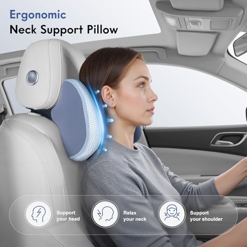 Lumbar Support Pillow and Neck Pillow for Office Chair Car, Ergonomic Memory Foam Back Support for Office Gaming Chair Driving Seat Wheelchair, Relieves Neck, Back & Sciatica Pain – Blue - color: Blue, size: Lumbar&Headrest Pillow