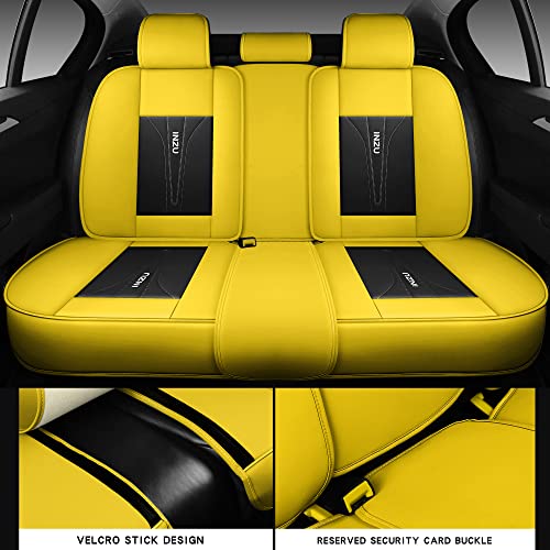 INZU Cute Rabbit Comfortable Leather Auto Car Seat Covers Front & Rear Seat Protector Fit Sedan SUV 5 Seats Full Set Universal Fit (Black Yellow) - color: Black Yellow
