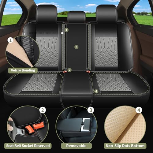 IKABEVEM Car Seat Covers Full Set for Honda CR-V CRV 2015-2025 2026-5 Seats- Breathable Cool Ice Silk Leather Seat Covers - Vehicle Seat Cushion (Black&Beige) - color: 099 Black&Grey, size: 27-CR-V-5 seat covers full set