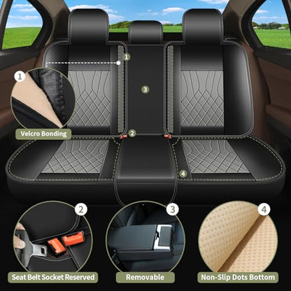 IKABEVEM Car Seat Covers Full Set for Honda CR-V CRV 2015-2025 2026-5 Seats- Breathable Cool Ice Silk Leather Seat Covers - Vehicle Seat Cushion (Black&Beige) - color: 099 Black&Grey, size: 27-CR-V-5 seat covers full set