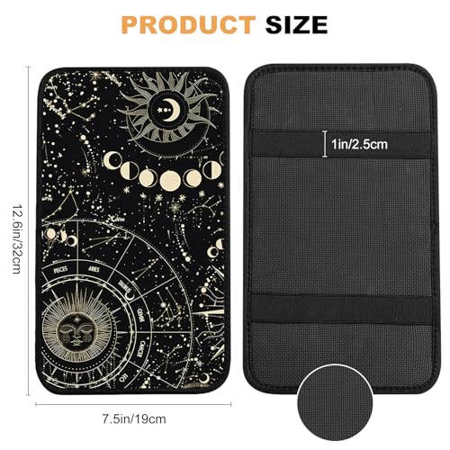 Auto Center Console Cover, Car Armrest Box Pad,Sun and Moon Soft Waterproof Auto Armrest Seat Box Cover Protector for Most Vehicle SUV Truck Car - color: Sun and Moon