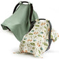 SERAPHY 100% Muslin Cotton Car Seat Cover Baby, 2 Pack Universal Carseat Covers Baby Boy Girl, Breathable Car Seat Canopy, Soft Infant Car Seat Cover for Summer and Winter—2 Pcs Green&Forest - color: Green&Forest