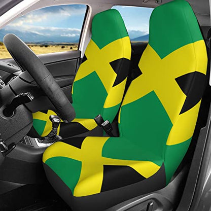 Dujiea Jamaica Flag Car Front Seat Covers 2 Pcs Universal Auto Seat Covers Front Seats Only, Vehicle Bucket Seat Protectors Fit for Most Car SUV Sedan and Truck - color: Jamaica Flag