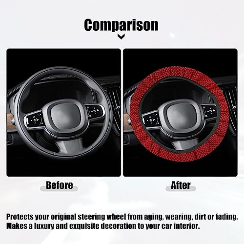 X AUTOHAUX Steering Wheel Cover Universal Elastic Stretch Antislip Breathable Microfiber Ice Silk Interior Trim Wheel Protector for Car Truck SUV Red - color: Red