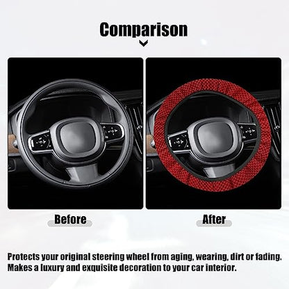 X AUTOHAUX Steering Wheel Cover Universal Elastic Stretch Antislip Breathable Microfiber Ice Silk Interior Trim Wheel Protector for Car Truck SUV Red - color: Red