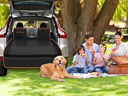 Dog Cargo Liner for Large SUV, Waterproof Dog Cargo Cover with Bumper Flap Protection Durable Car Trunk Mat for Pets Keep Your Vehicle Trunk Clean Universal Fit X-Lager SUV Car Seat Cover