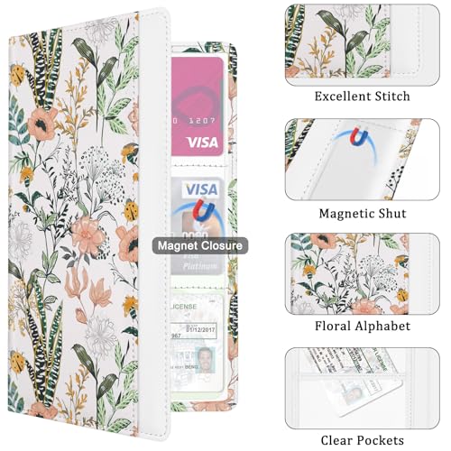 Car Registration and Insurance Holder, with Magnetic Closure for License, Cards and Documents, All Vehicle Needs and Car Accessories (Flower and Grass) - color: Flower and Grass