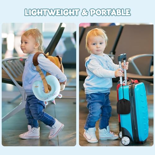 Cirorld Travel Pillow for Kids Adult Cute Neck Pillow for Traveling Memory Foam Airplane Pillow Sleep Mask Animal Flight Pillow Head Rest Neck Support for Cars Long Flights (Blue, 3-8 Y/O)