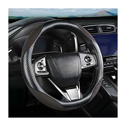 Steering Wheel Cover for Women and Men, Carbon Fiber Plush Steering Wheel Cover Soft Anti-Slip Comforting, Universal 15 Inches Steering Wheels Accessories (Carbon Fiber Black/Gray) - color: Carbon Fiber Black/Gray