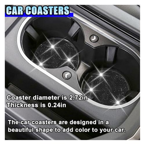 10PCS Fluffy Car Accessories Set, Furry Steering Wheel Cover with Warm Fuzzy Gear Shift Cover Ball Keychain Handbrake Cover Console Seat Belt Shoulder Pads & Diamond Ignition Ring Cup Mats (Black) - color: Black