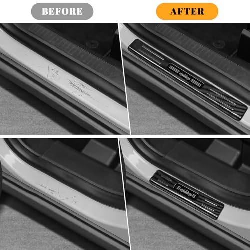 4PCS Car Door Edge Guards Door Sill Protector for Ford 2022-2025 2026 Maverick Accessories Stainless Steel Material Car Door Threshold Protection (Carbon Fiber Texture)