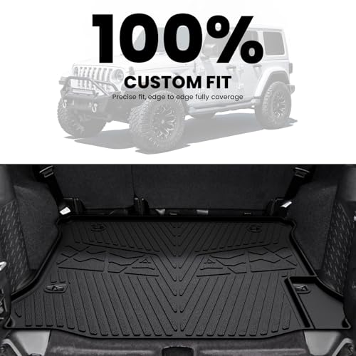 LASFIT Trunk Mat for Jeep Wrangler 2011-2018 JK Unlimited 4-Door Without Subwoofer (NOT for JL or 2-Door) All Weather TPE Custom Fit Cargo Mat Trunk Liner Cargo Liner, Black - style: Wrangler JK 2011-2018 Cargo Mat