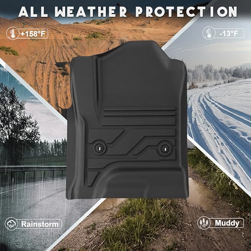 KARPAL Floor Mats for 2014-2018 Chevy Silverado & GMC Sierra 1500 Crew Cab, 2015-2019 Silverado/Sierra 2500/3500 Crew Cab(Footwell Cvg), All-Weather TPE Custom Fit Floor Liners Car Accessories - style: 2014-2019 | For Chevy Silverado Crew Cab| 1st & 2nd R