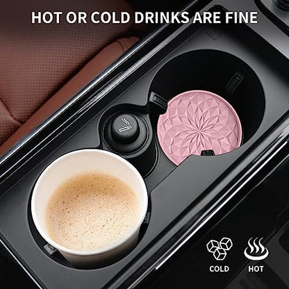 Car Coasters for Cup Holders [4 Pack] - 2.75In Silicone Auto Mug Mats - Universal Non-Slip Recessed Car Interior AccessoriesDusty Rose - color: 4 Pack-dusty Rose
