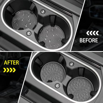 Car Coasters for Cup Holders [4 Pack] - 2.75In Silicone Auto Mug Mats - Universal Non-Slip Recessed Car Interior AccessoriesDeep Grey - color: 4pack-dark Grey