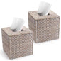 2 Pack Rattan Tissue Box Cover Square, Hand Woven Wicker Tissue Holder, 5.5 x 5.5 X 5.7 inch, Whitewash - color: Whitewash, size: Square (5.7"H) (Set of 2)