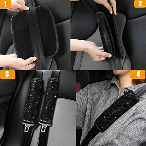 Bling Bling 2PCS Car Safety Belt Covers - Crystal Diamond Seat Belt Shoulder Pads for Women or Girls (Silver) - color: Silver