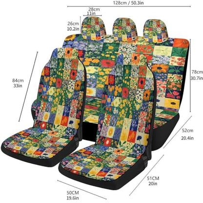 Floral Patchwork Quilt Universal Car Seat Cover Automotive Seat Covers Compatible Universal Fit for SUV Van Trucks - size: Fullset