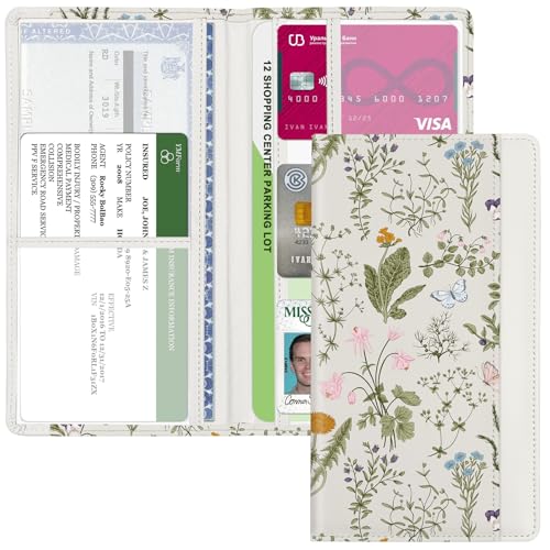 Car Registration and Insurance Holder, Auto Truck Document Holder with Magnetic Shut, Vehicle Glove Box Car Organizer, Interior Car Accessories for Women Men (Floral-Retro) - color: Floral-Retro