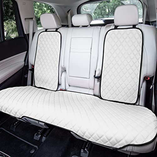 FH Group Car Seat Cushion Neosupreme Automotive Seat Cushions - Universal Fit, Rear Car Seat Cushion, Car Seat Cushions with Non-Slip Silicone Backing for SUV, Sedan, Van Rear Set White - color: White, style: Rear Bench