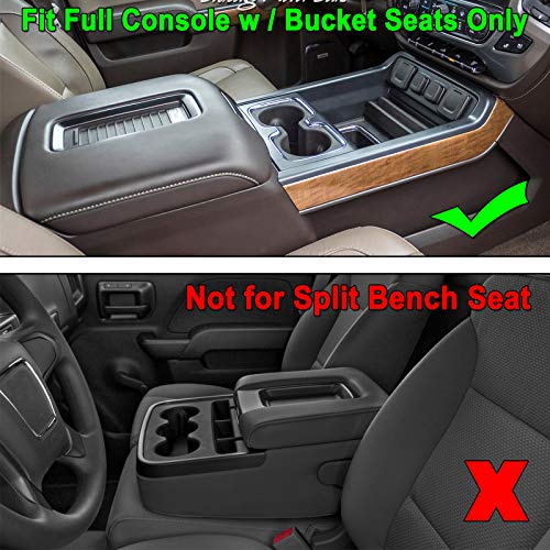 Compatible with (2014 2015 2016 2017 2018) Chevy Silverado/GMC Sierra， (2015-2020) Chevy Suburban/Tahoe/GMC Yukon Center Console Organizer Tray Accessories - Full Console w/Bucket Seats ONLY