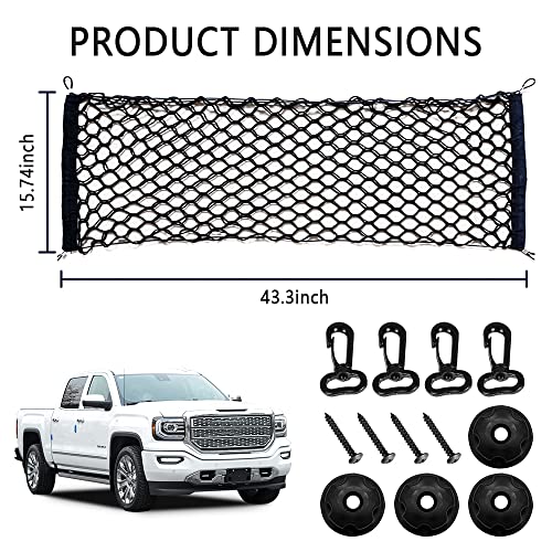 Car Rear Cargo Net with Good Elasticity&Tensile Strength Trunk Net Organizer for SUV Truck,Ideal Car Net Keeps Overlanding Accessories (L 43.3''x15.74'') - color: L 43.3''x15.74''