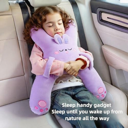Car Pillow for Travel – Animal-Themed Car Seat Cushion with Safety Belt Protector – 4 Cute Styles: Pig, Dog, Rabbit, Panda (Dog) - color: Dog