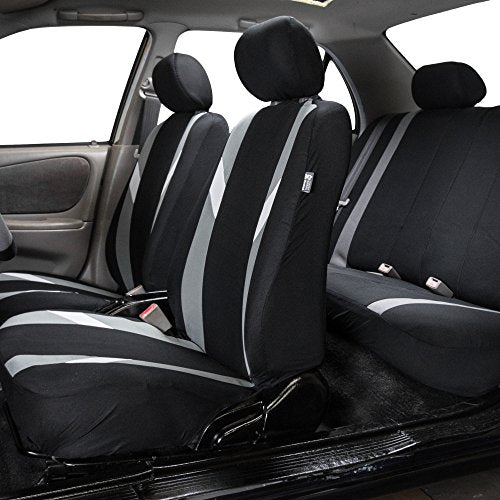 FH Group Premium Modernistic Flat Cloth Car Seat Covers – Universal Fit, Washable Seat Covers for SUV Sedan Van, Gray, Full Set - color: Gray, size: Full Set